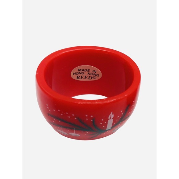 6 Vintage Christmas Napkin Rings by Reed Acrylic Red Holiday Decor Ornament MCM - Picture 3 of 13